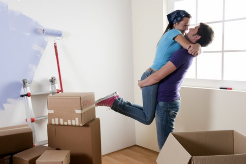 Moving team handling stairs and access in a Maida Vale building