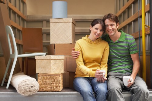 Packed household boxes ready for transport by Maidavale removalists